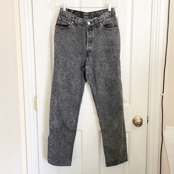 Vintage Levi’s 501 black acid wash Y2K button fly high waisted jeans size 13 J - Picture 3 of 15